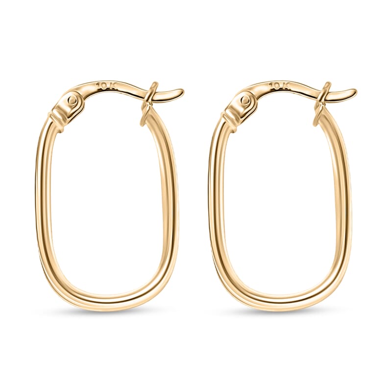 Doorbuster Hoop Twin Line Elegance Earrings in 10K Yellow Gold 1.65 Grams
