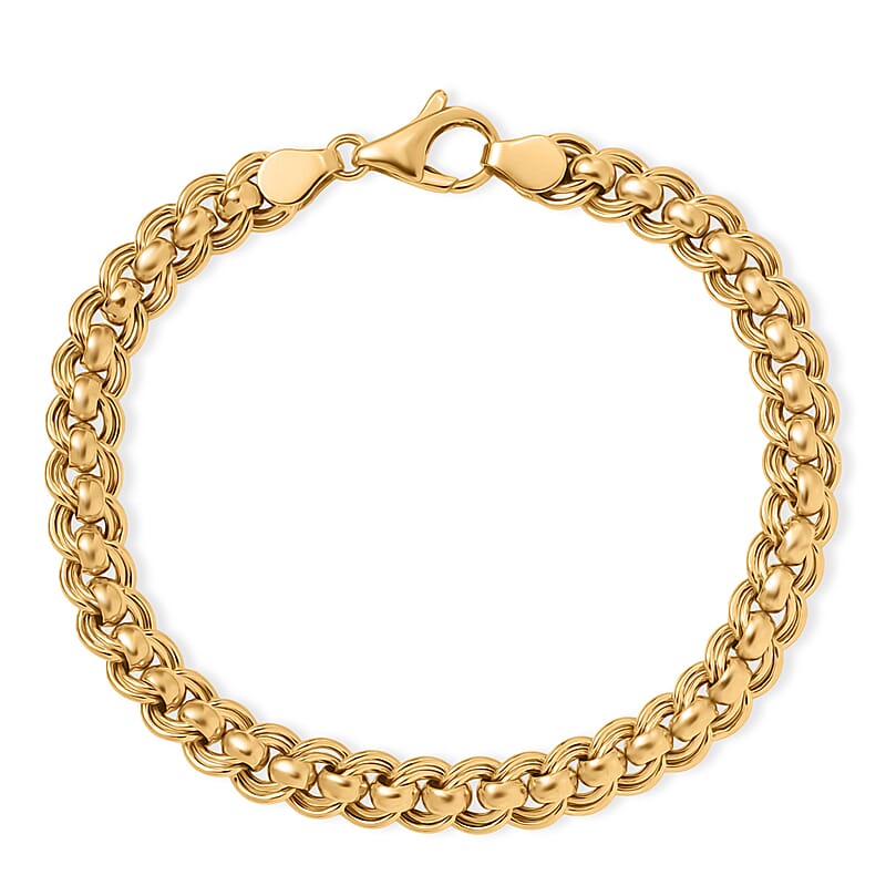 Luxoro Fancy Link Chain Bracelet in 10K Yellow Gold (7.25 In) 5.45 Grams