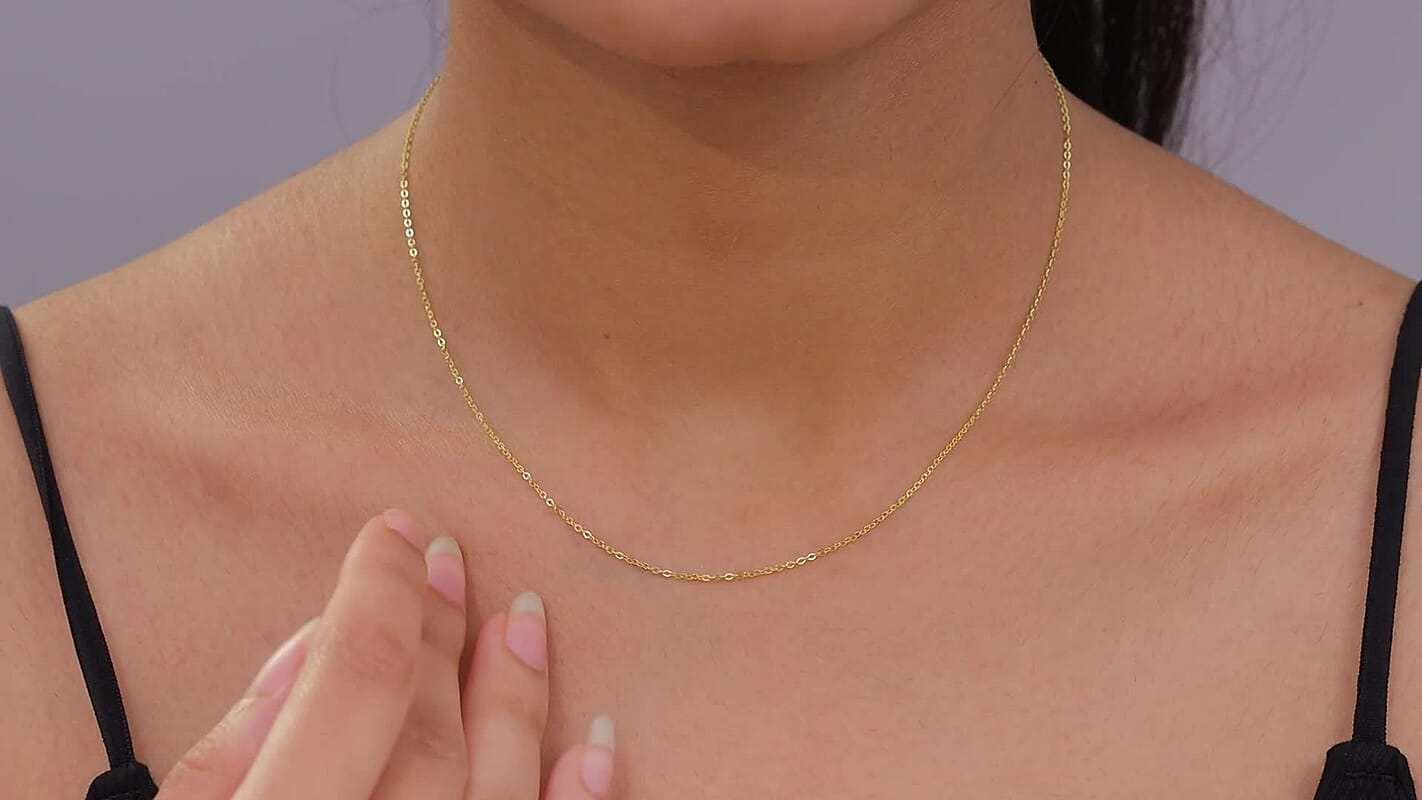 10K Yellow Gold Rolo Brill Linked in Love Chain Necklace 18 Inches 1.26 Grams