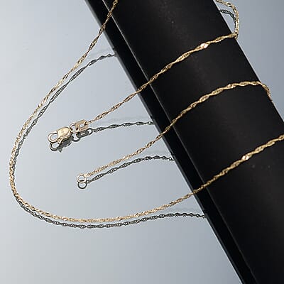 Singapore Link Spiraling Twisting Chain Necklace in 10K Yellow Gold 1.21 Grams 18 Inches