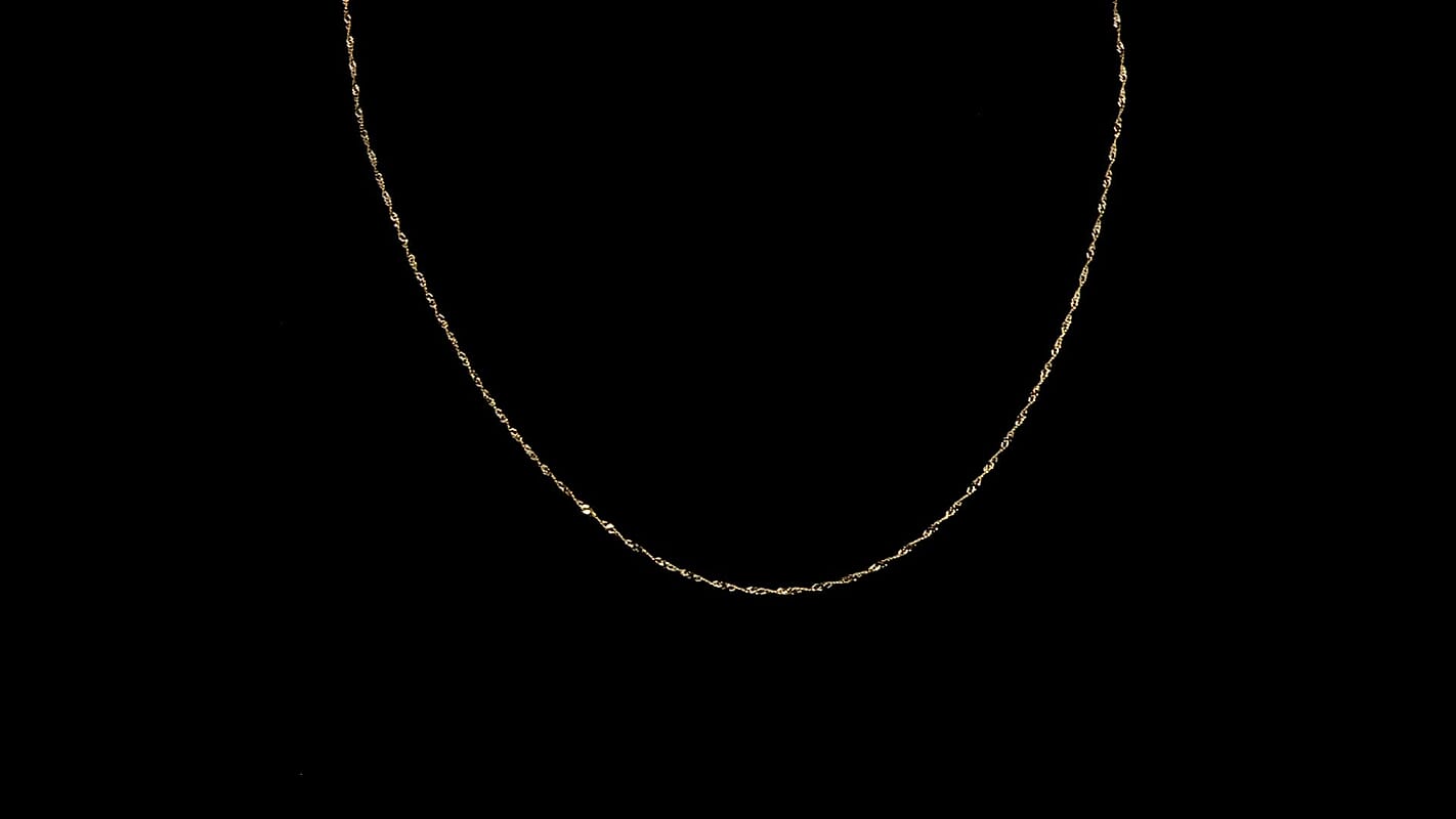 Singapore Link Spiraling Twisting Chain Necklace in 10K Yellow Gold 1.21 Grams 18 Inches