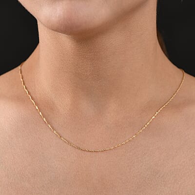 Singapore Link Spiraling Twisting Chain Necklace in 10K Yellow Gold 1.21 Grams 18 Inches