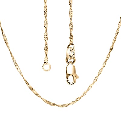 Singapore Link Spiraling Twisting Chain Necklace in 10K Yellow Gold 1.21 Grams 18 Inches