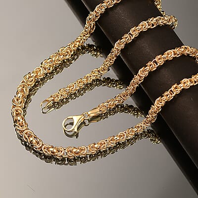 Luxoro 10K Yellow Gold Graduated Byzantine Legacy Chain Necklace 20 Inches 11.66 Grams