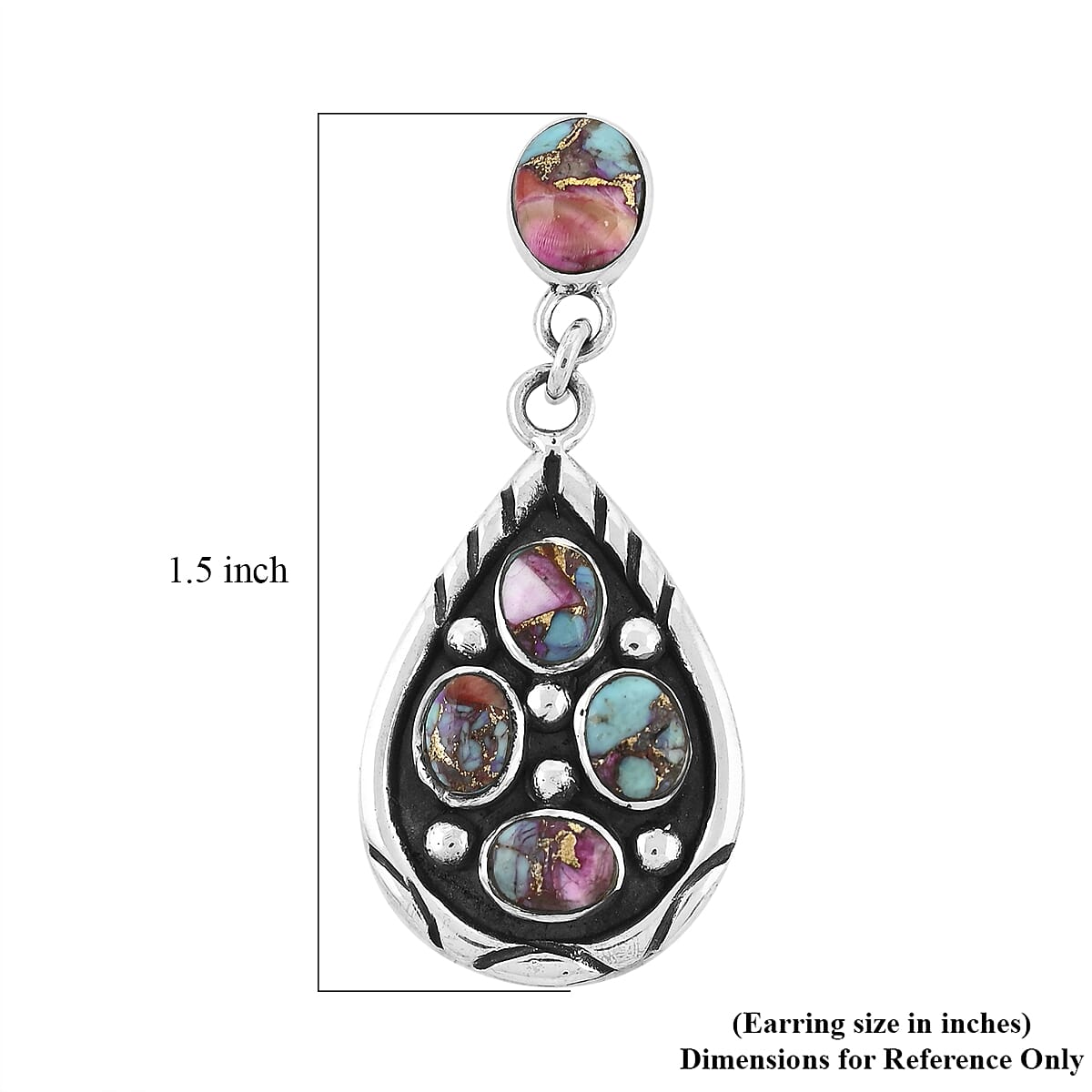 Santa Fe Style Multi Gemstone Earrings in Sterling Silver 3.75 ctw
