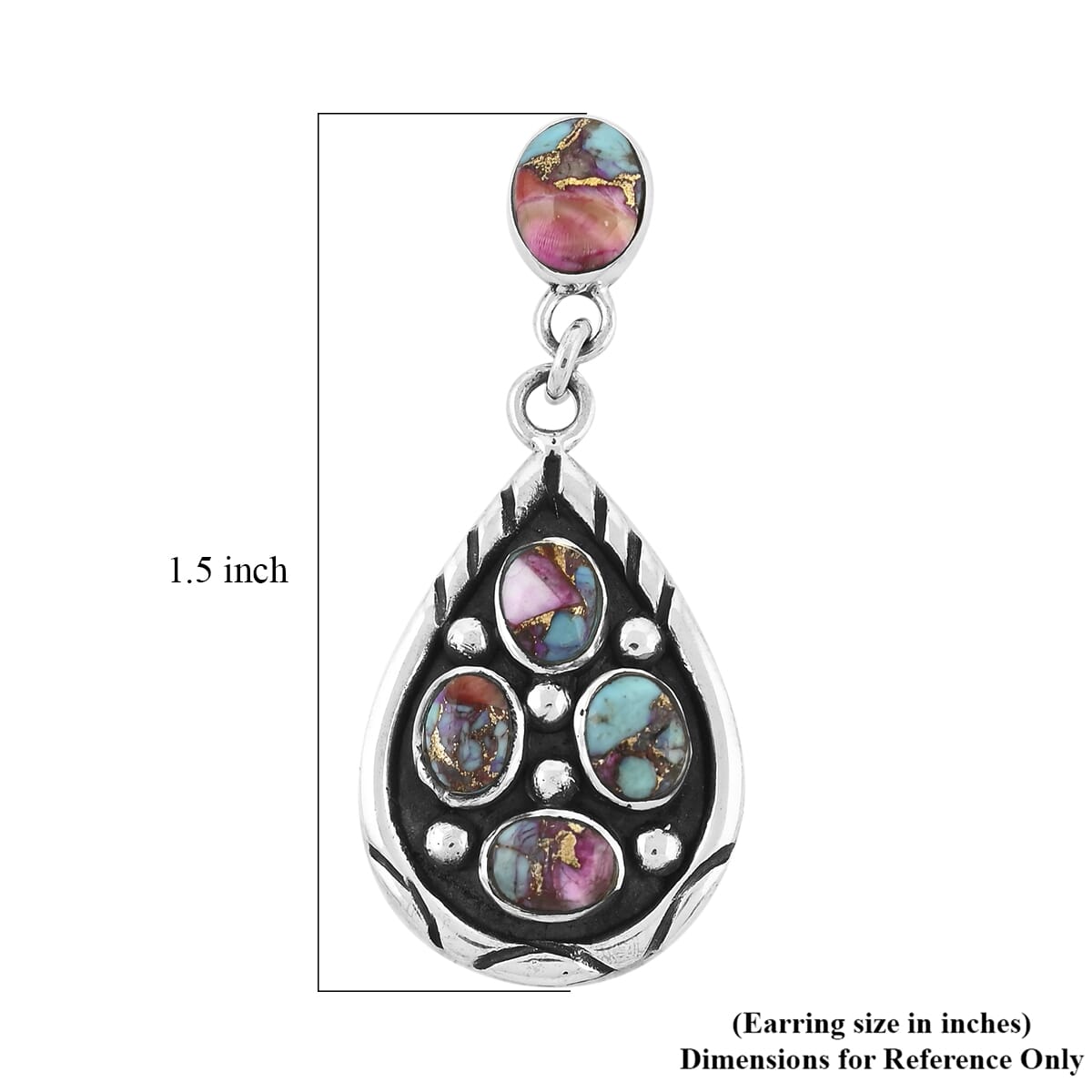 Santa Fe Style Multi Gemstone Earrings in Sterling Silver 3.75 ctw image number 4