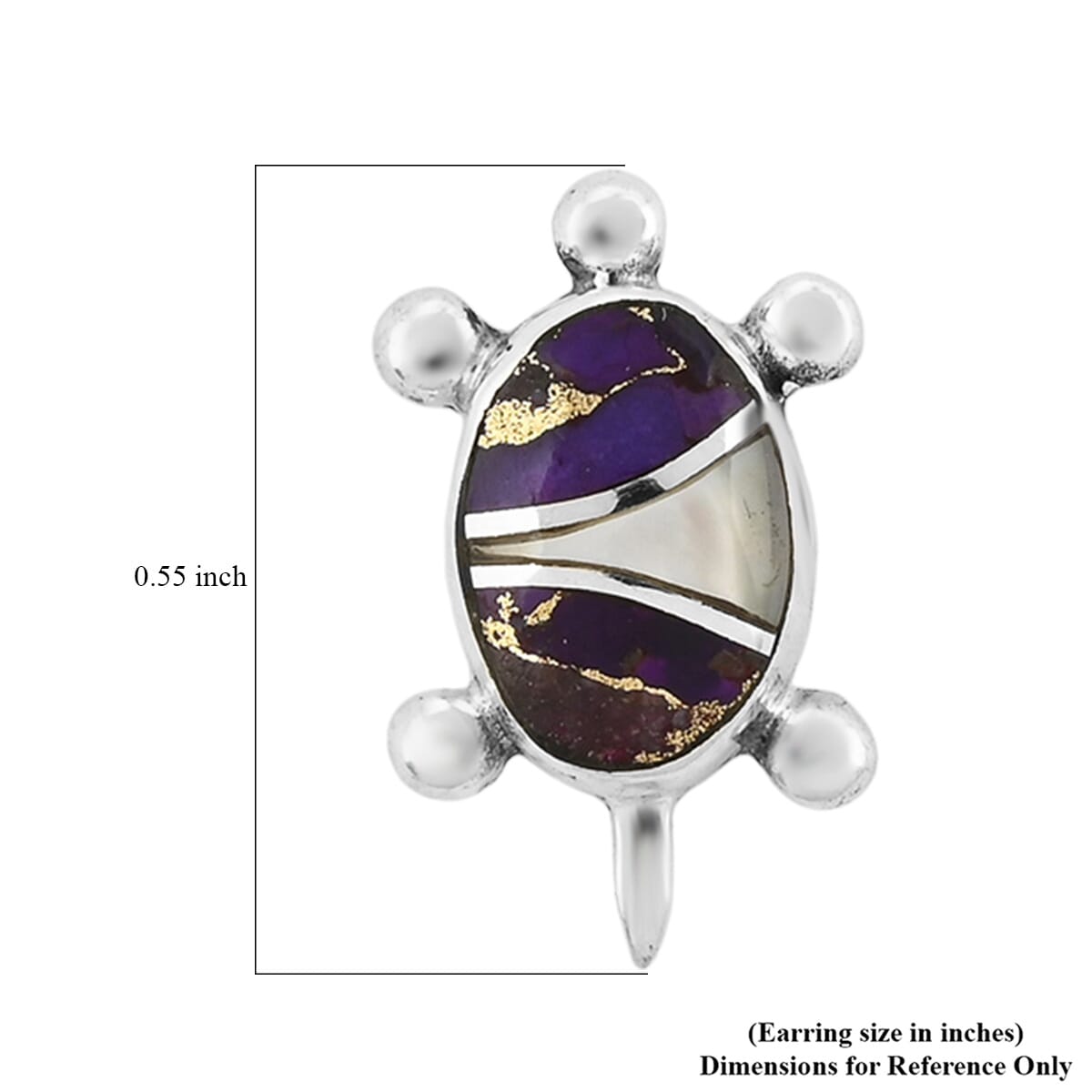 Santa Fe Style Mojave Purple Turquoise 2.00 ctw and Mother Of Pearl Earrings in Sterling Silver image number 4