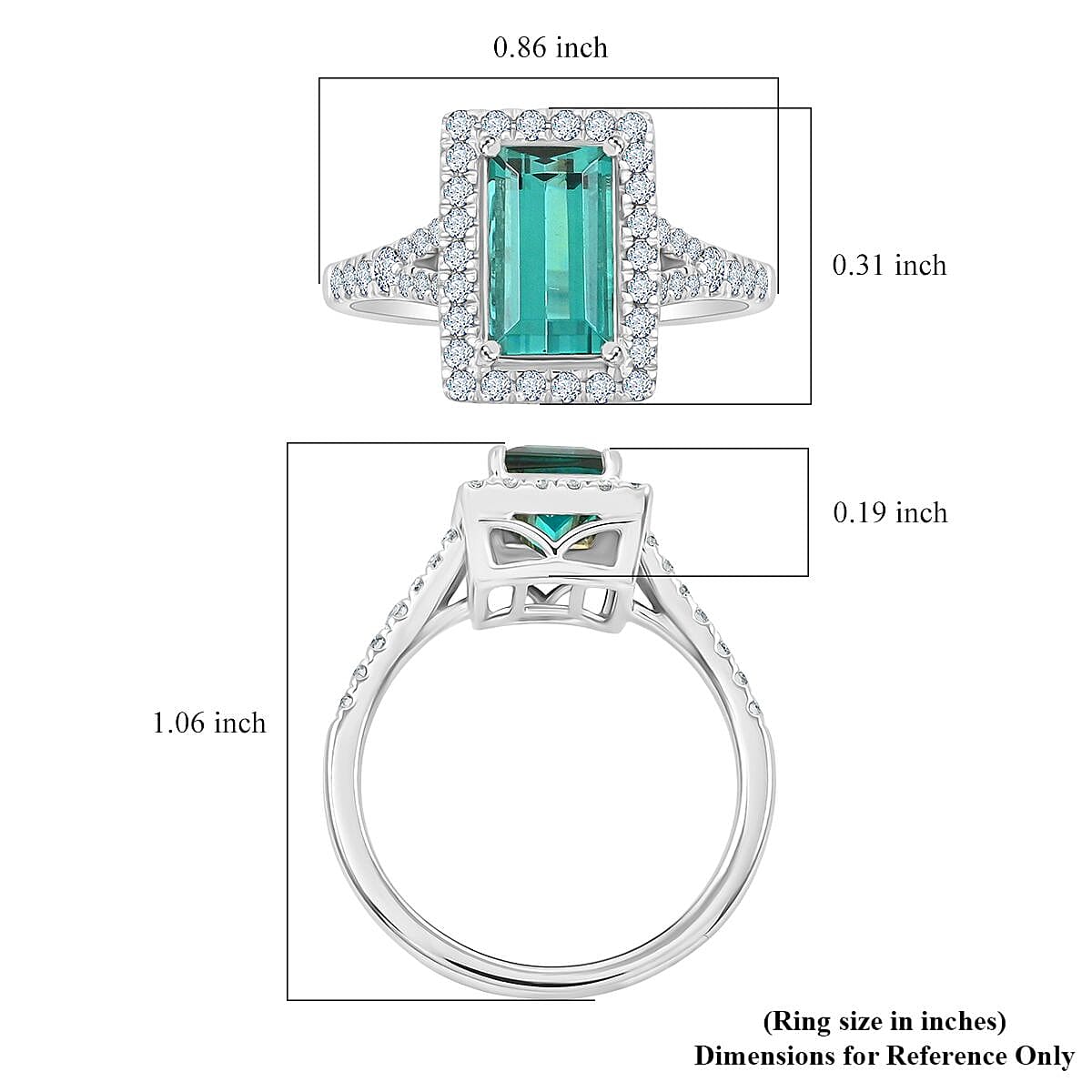 Certified & Appraised Rhapsody AAAA Lagoon Tourmaline and E-F VS Diamond 2.30 ctw Ring in 950 Platinum (Size 10.0) 6.40 Grams