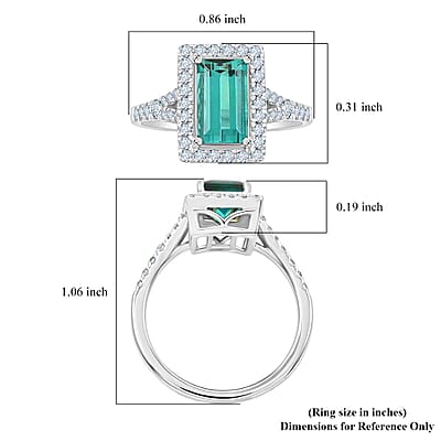 Certified & Appraised Rhapsody AAAA Lagoon Tourmaline and E-F VS Diamond 2.30 ctw Ring in 950 Platinum (Size 10.0) 6.40 Grams
