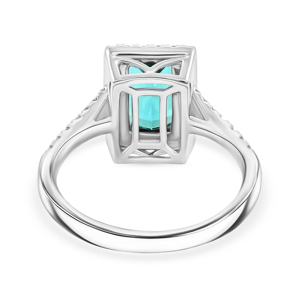 Certified & Appraised Rhapsody AAAA Lagoon Tourmaline and E-F VS Diamond 2.30 ctw Ring in 950 Platinum (Size 7.0) 6.40 Grams image number 4