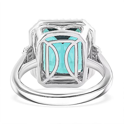 Certified & Appraised Rhapsody AAAA Pirineu Lagoon Tourmaline and Diamond E-F VS 10.10 ctw Ring in 950 Platinum (Size  11.0) 9.25 Grams