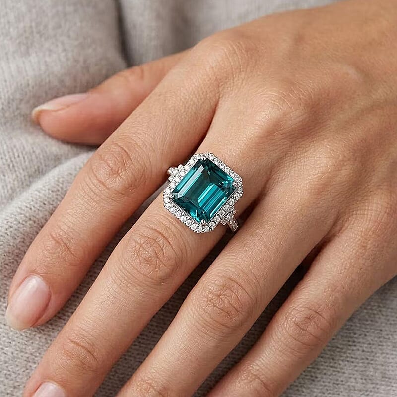 Certified & Appraised Rhapsody AAAA Pirineu Lagoon Tourmaline and Diamond E-F VS 10.10 ctw Ring in 950 Platinum (Size  5.0)  9.25 Grams