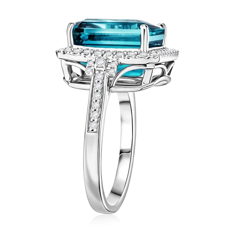 Certified & Appraised Rhapsody AAAA Pirineu Lagoon Tourmaline and Diamond E-F VS 10.10 ctw Ring in 950 Platinum (Size  6.0)  9.25 Grams