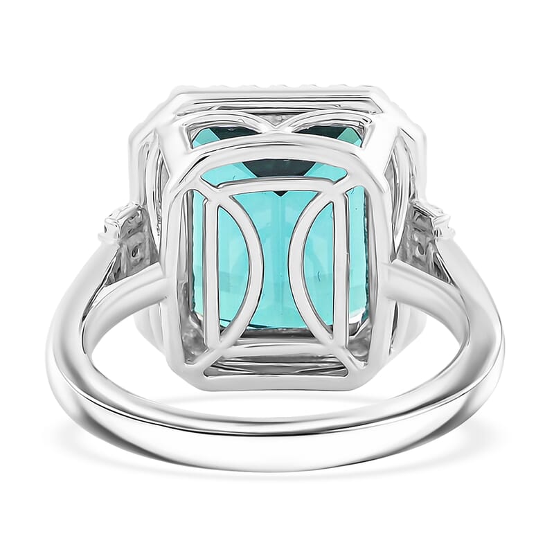 Certified & Appraised Rhapsody AAAA Pirineu Lagoon Tourmaline and Diamond E-F VS 10.10 ctw Ring in 950 Platinum (Size  6.0)  9.25 Grams