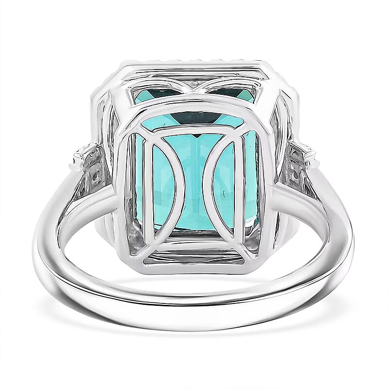 Certified & Appraised Rhapsody AAAA Pirineu Lagoon Tourmaline and Diamond E-F VS 10.10 ctw Ring in 950 Platinum (Size  6.0)  9.25 Grams