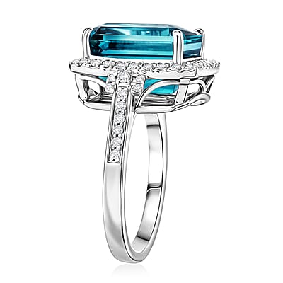 Certified & Appraised Rhapsody AAAA Pirineu Lagoon Tourmaline and Diamond E-F VS 10.10 ctw Ring in 950 Platinum (Size  7.0)  9.25 Grams