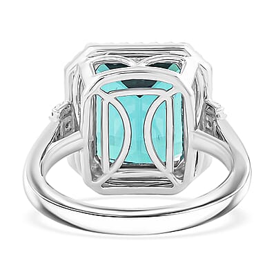 Certified & Appraised Rhapsody AAAA Pirineu Lagoon Tourmaline and Diamond E-F VS 10.10 ctw Ring in 950 Platinum (Size  7.0)  9.25 Grams