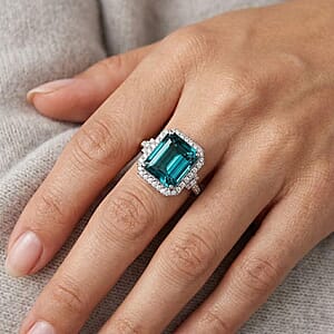 Certified & Appraised Rhapsody AAAA Pirineu Lagoon Tourmaline and Diamond E-F VS 10.10 ctw Ring in 950 Platinum (Size  9.0)  9.25 Grams