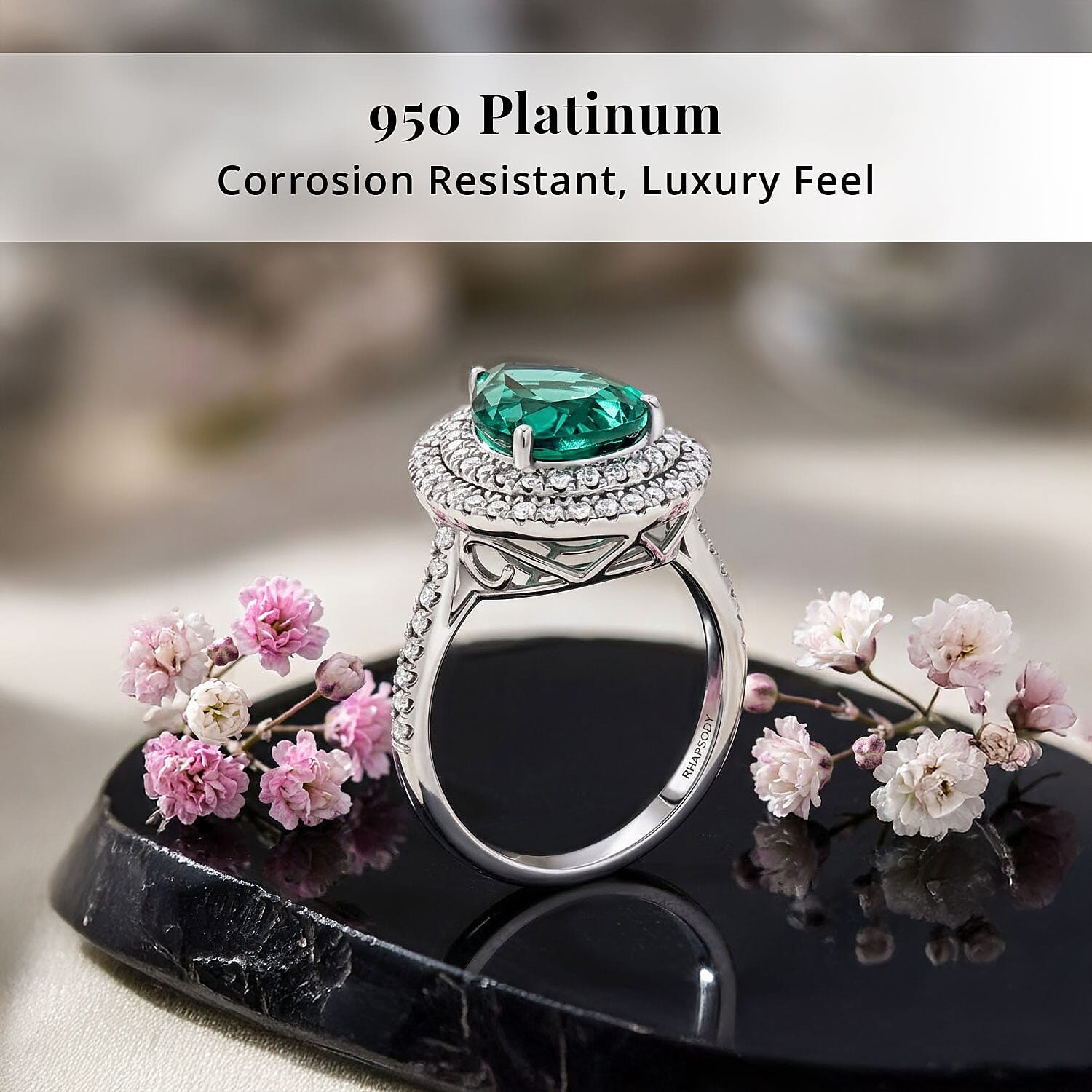 Certified and Appraised Rhapsody AAAA Pirineu Lagoon  Tourmaline, Diamond Ring in 950 Platinum 4.35 ctw (Size 7.5)