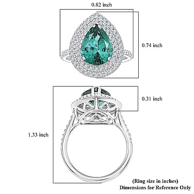 Certified and Appraised Rhapsody AAAA Pirineu Lagoon  Tourmaline, Diamond Ring in 950 Platinum 4.35 ctw (Size 7.5)
