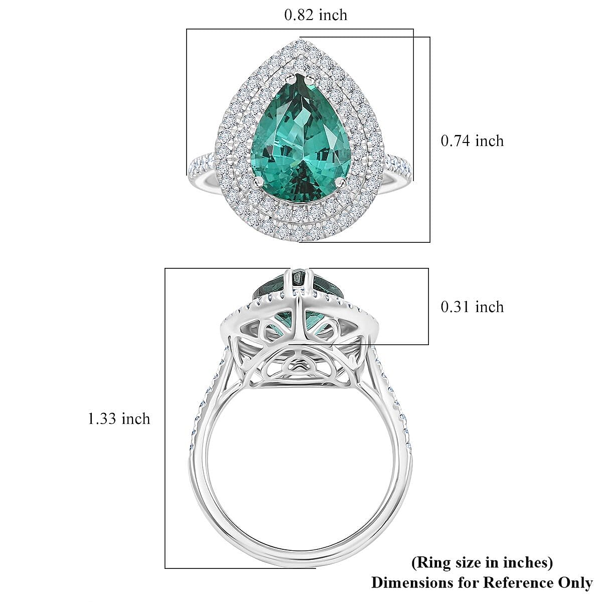 Certified & Appraised Rhapsody AAAA Pirineu Lagoon Tourmaline and E-F VS Diamond 4.35 ctw Ring in 950 Platinum (Size 8.0) 7.60 Grams image number 5