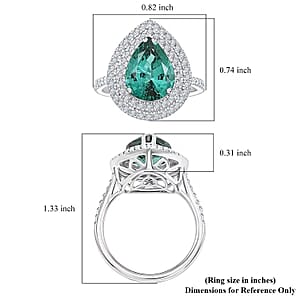 Certified and Appraised Rhapsody AAAA Pirineu Lagoon  Tourmaline, Diamond Ring in 950 Platinum 4.35 ctw (Size 9.0)