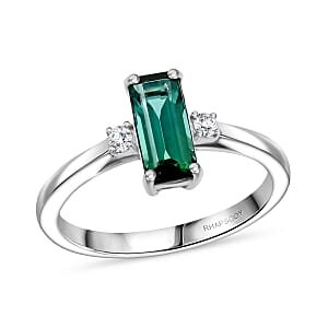 Certified & Appraised Rhapsody AAAA Lagoon Tourmaline and E-F VS Diamond 1.10 ctw Ring in 950 Platinum (Size 10.0) 4.46 Grams