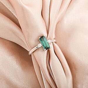 Certified & Appraised Rhapsody AAAA Lagoon Tourmaline and E-F VS Diamond 1.10 ctw Ring in 950 Platinum (Size 10.0) 4.46 Grams