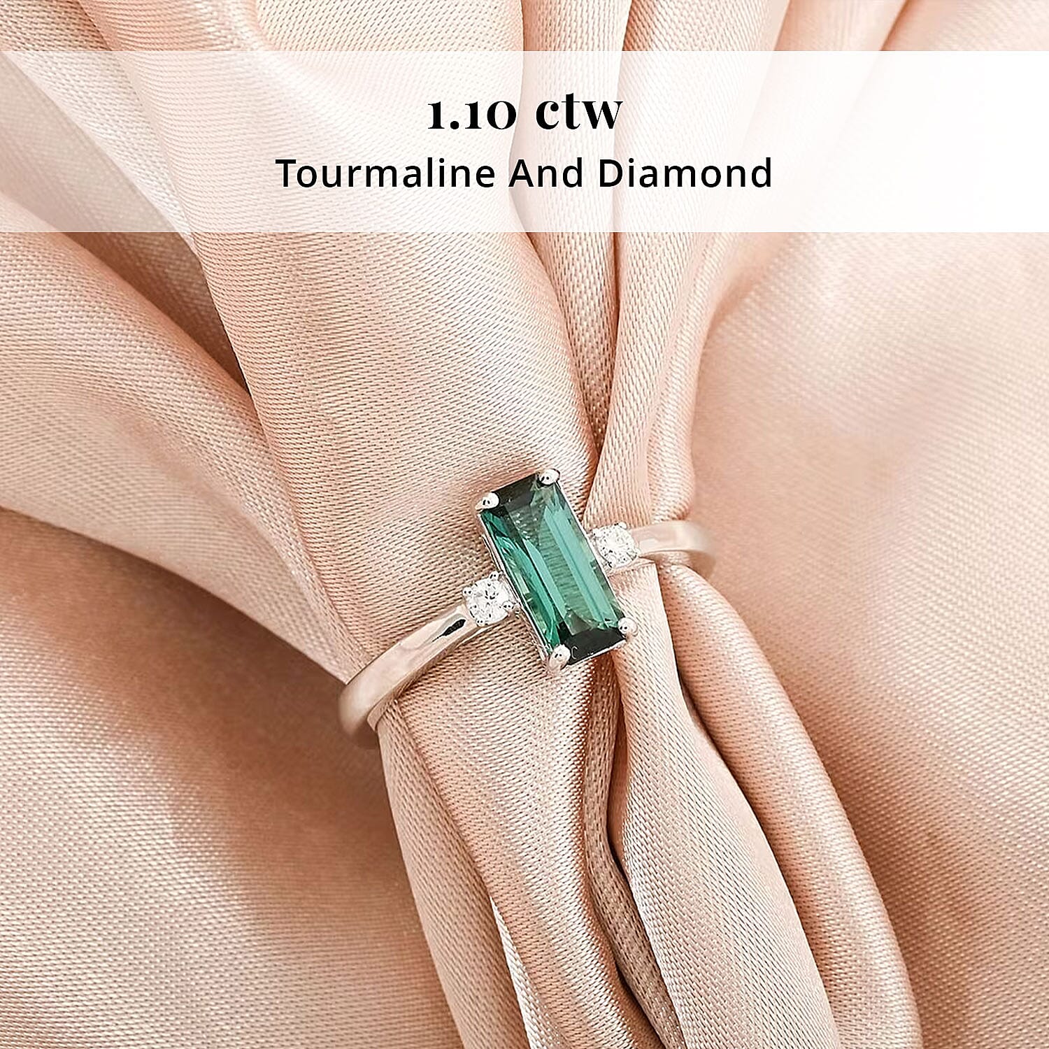 Certified & Appraised Rhapsody AAAA Lagoon Tourmaline and E-F VS Diamond 1.10 ctw Ring in 950 Platinum (Size 10.0) 4.46 Grams
