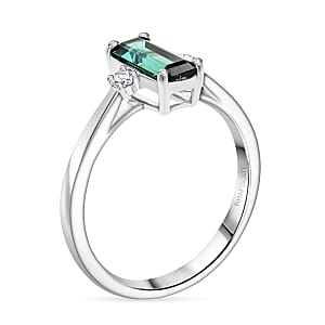 Certified & Appraised Rhapsody AAAA Lagoon Tourmaline and E-F VS Diamond 1.10 ctw Ring in 950 Platinum (Size 10.0) 4.46 Grams
