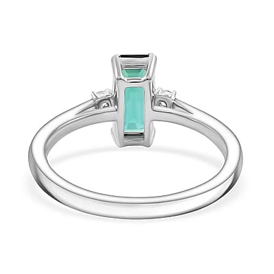 Certified & Appraised Rhapsody AAAA Lagoon Tourmaline and E-F VS Diamond 1.10 ctw Ring in 950 Platinum (Size 10.0) 4.46 Grams