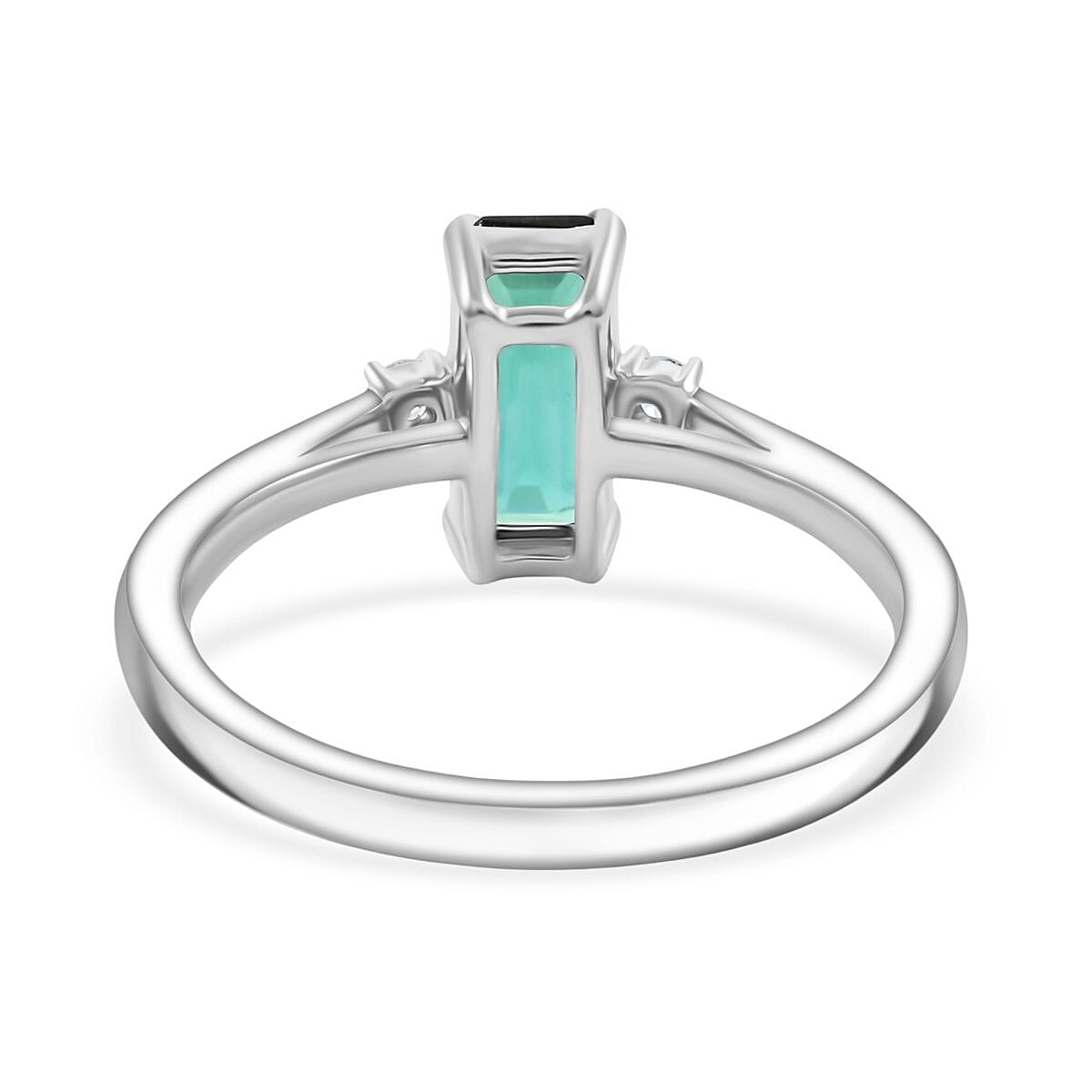 Certified & Appraised Rhapsody AAAA Lagoon Tourmaline and E-F VS Diamond 1.10 ctw Ring in 950 Platinum (Size 7.0) 4.46 Grams image number 4