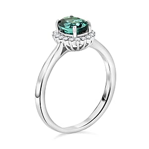 Certified & Appraised Rhapsody AAAA Lagoon Tourmaline and E-F VS Diamond 1.25 ctw Ring in 950 Platinum (Size 10.0) 5.16 Grams