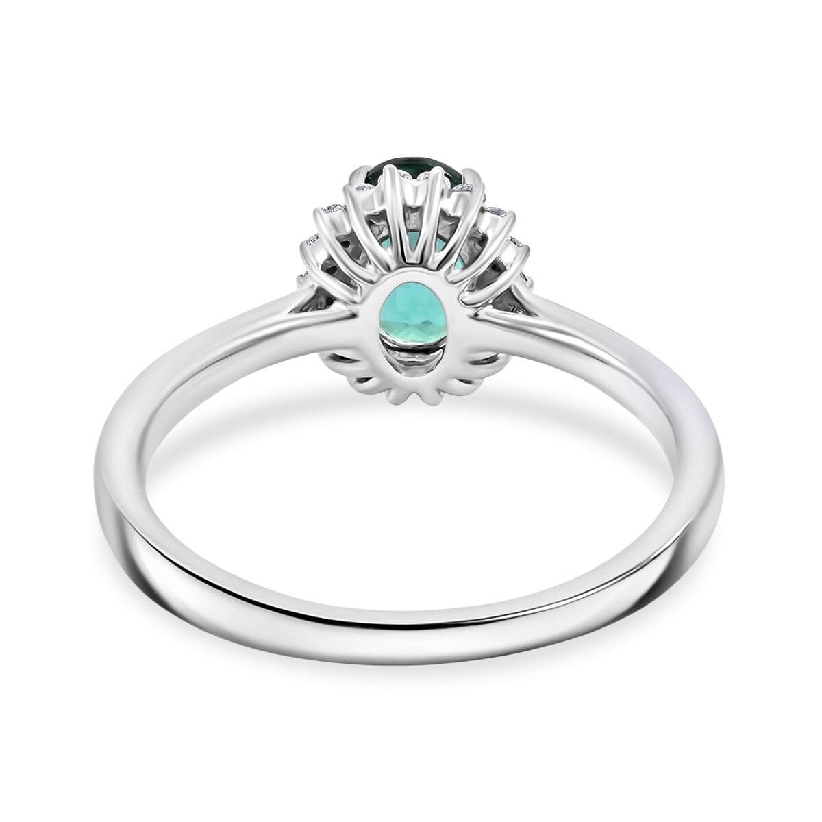 Certified & Appraised Rhapsody AAAA Lagoon Tourmaline and E-F VS Diamond 1.25 ctw Ring in 950 Platinum (Size 10.0) 5.16 Grams image number 4