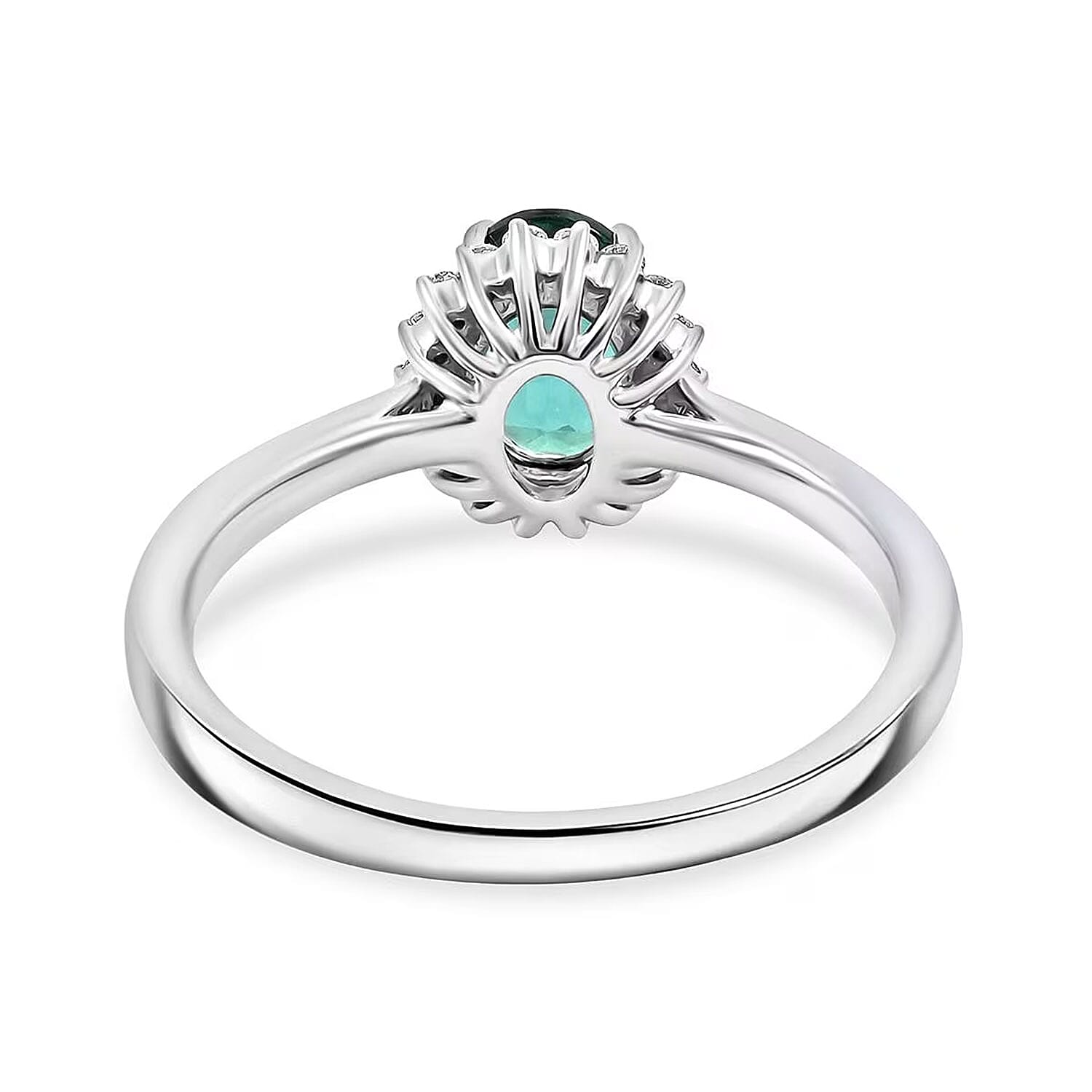 Certified & Appraised Rhapsody AAAA Lagoon Tourmaline and E-F VS Diamond 1.25 ctw Ring in 950 Platinum (Size 10.0) 5.16 Grams