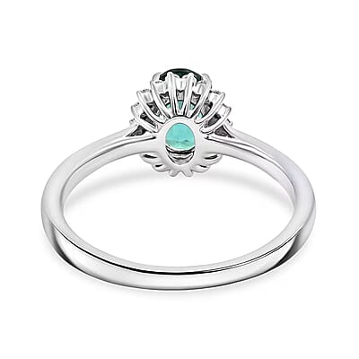 Certified & Appraised Rhapsody AAAA Lagoon Tourmaline and E-F VS Diamond 1.25 ctw Ring in 950 Platinum (Size 10.0) 5.16 Grams