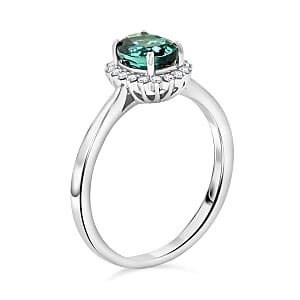 Certified & Appraised Rhapsody AAAA Lagoon Tourmaline and E-F VS Diamond 1.25 ctw Ring in 950 Platinum (Size 9.5) 5.16 Grams