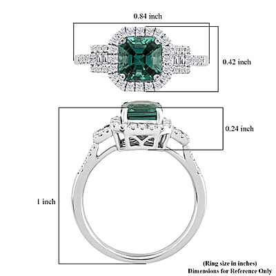 Certified & Appraised Rhapsody 950 Platinum AAAA Lagoon Tourmaline, Diamond (E-F, VS) (0.41 cts) Ring (Size 10.0) (5.64 g) 2.00 ctw