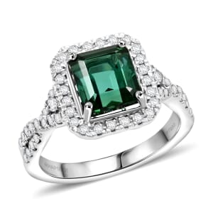 Certified & Appraised Rhapsody AAAA Lagoon Tourmaline and E-F VS Diamond 2.00 ctw Ring in 950 Platinum (Size 7.0) 5.64 Grams