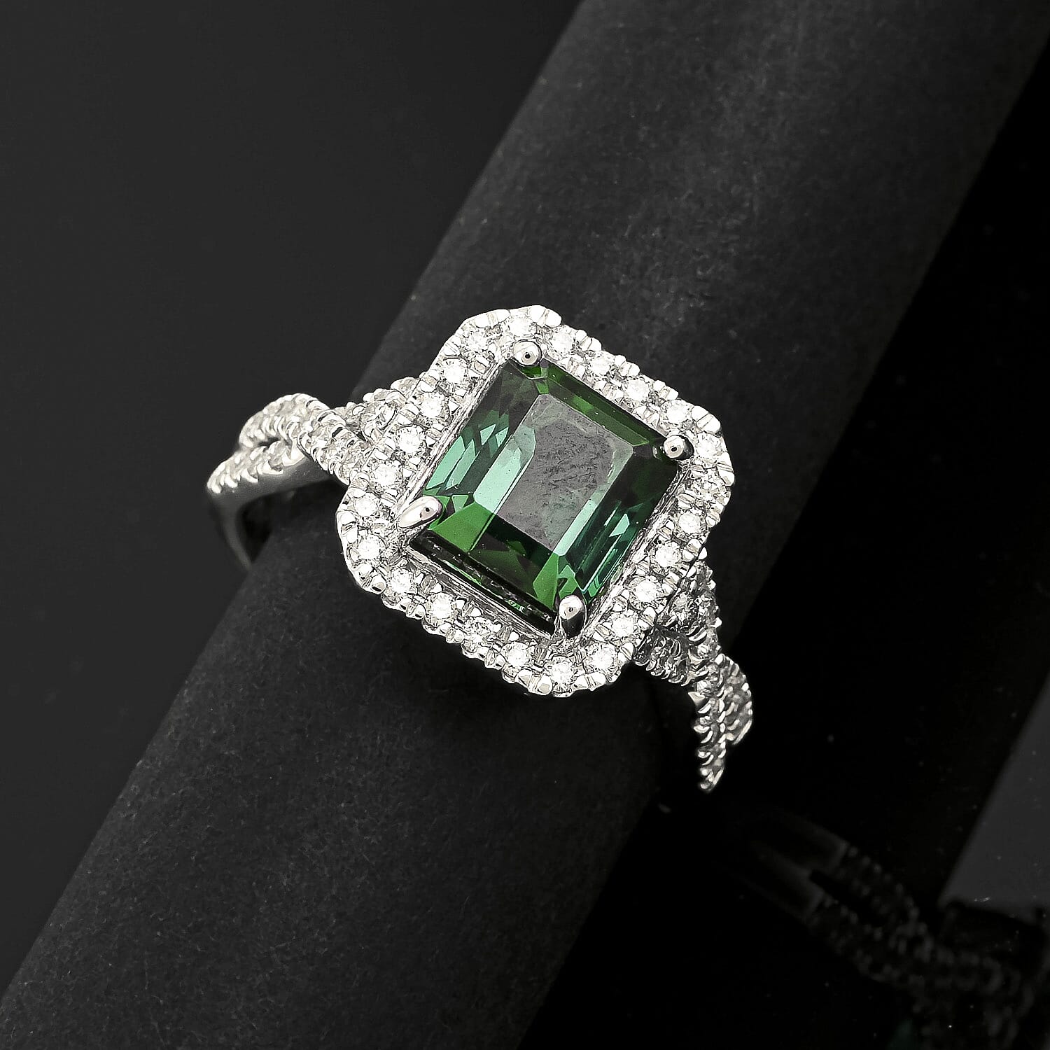 Certified & Appraised Rhapsody AAAA Pirineu Lagoon Tourmaline and E-F VS Diamond 3.50 ctw Ring in 950 Platinum (Size  6.0)  7.90 Grams