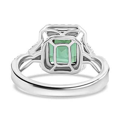 Certified & Appraised Rhapsody AAAA Pirineu Lagoon Tourmaline and E-F VS Diamond 3.50 ctw Ring in 950 Platinum (Size  6.0)  7.90 Grams