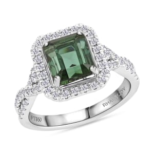 Rhapsody AAAA Lagoon Tourmaline and E-F VS Diamond 3.50 ctw Ring in 950 Platinum (Size 7.0) 7.90 Grams