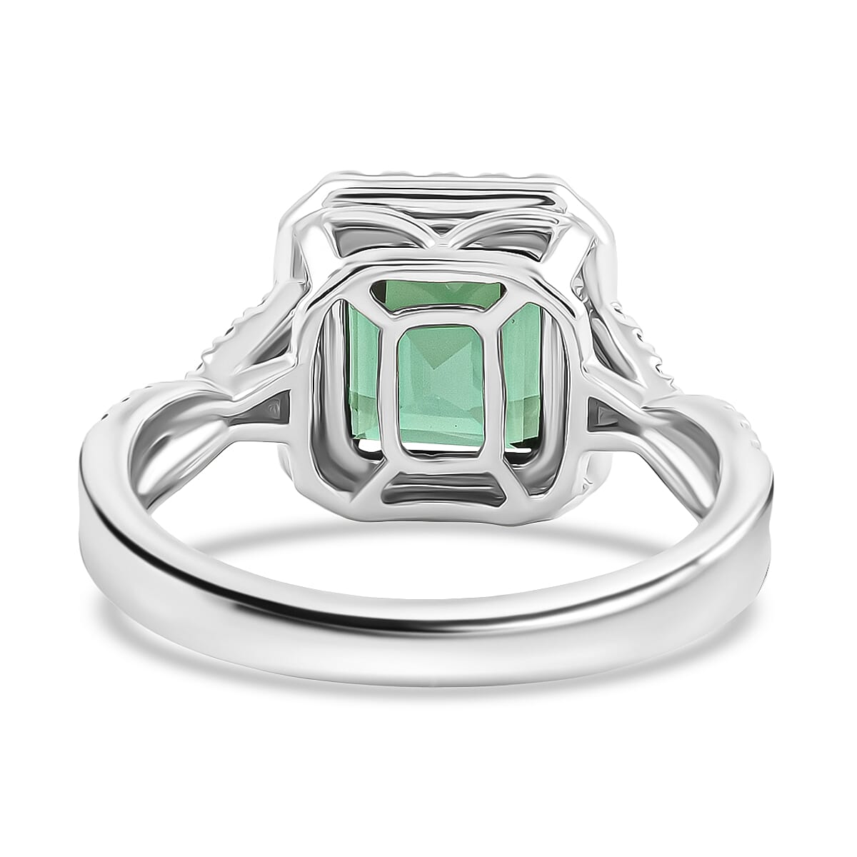 Certified & Appraised Rhapsody AAAA Pirineu Lagoon Tourmaline and E-F VS Diamond 3.50 ctw Ring in 950 Platinum (Size 8.0) 7.90 Grams image number 4