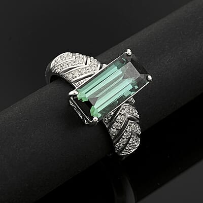 Certified & Appraised Rhapsody AAAA Pirineu Lagoon Tourmaline and E-F VS Diamond 5.05 ctw Ring in 950 Platinum (Size  10.0) 9.35 Grams