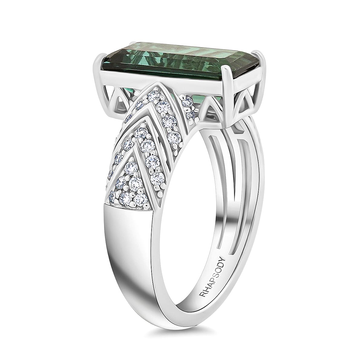 Certified & Appraised Rhapsody AAAA Pirineu Lagoon Tourmaline and E-F VS Diamond 5.05 ctw Ring in 950 Platinum (Size  10.0) 9.35 Grams