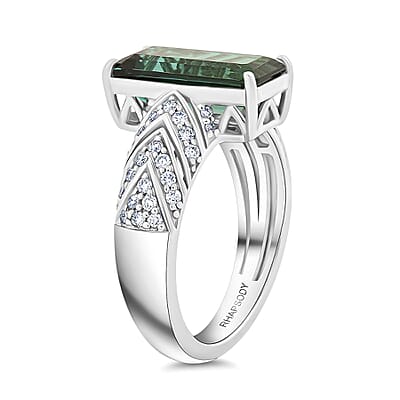 Certified & Appraised Rhapsody AAAA Pirineu Lagoon Tourmaline and E-F VS Diamond 5.05 ctw Ring in 950 Platinum (Size  10.0) 9.35 Grams