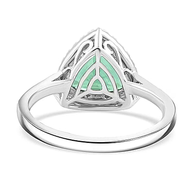 Certified & Appraised Rhapsody AAAA Pirineu Lagoon Tourmaline and E-F VS Diamond 3.65 ctw Ring in 950 Platinum (Size 10.0) 5.96 Grams