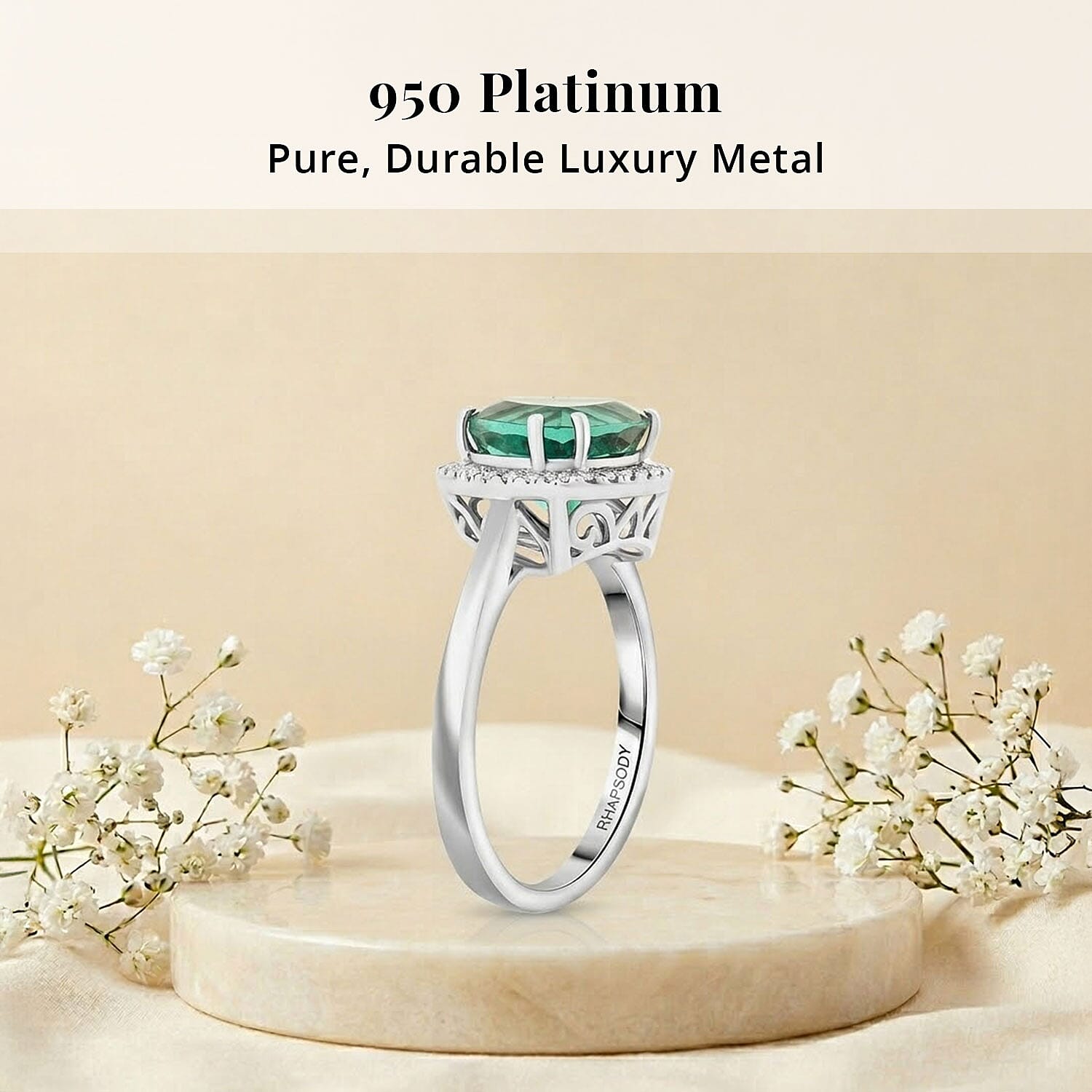 Certified & Appraised Rhapsody AAAA Pirineu Lagoon Tourmaline and E-F VS Diamond 3.65 ctw Ring in 950 Platinum (Size 7.0) 5.96 Grams