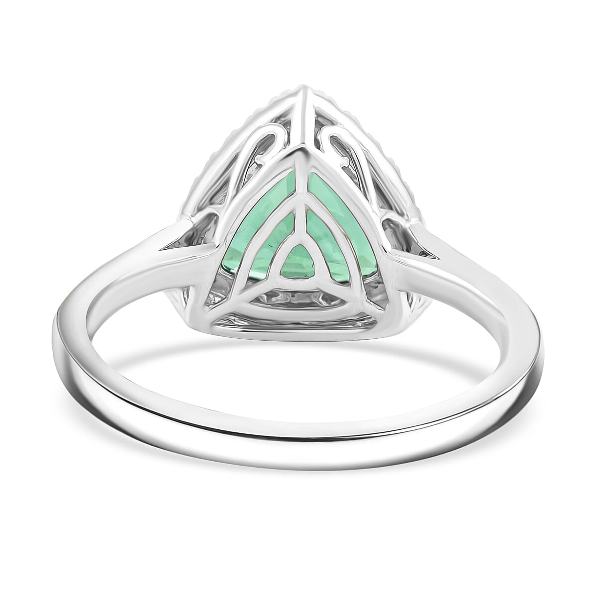 Certified & Appraised Rhapsody AAAA Lagoon Tourmaline and E-F VS Diamond 3.65 ctw Ring in 950 Platinum (Size 7.0) 5.96 Grams image number 4
