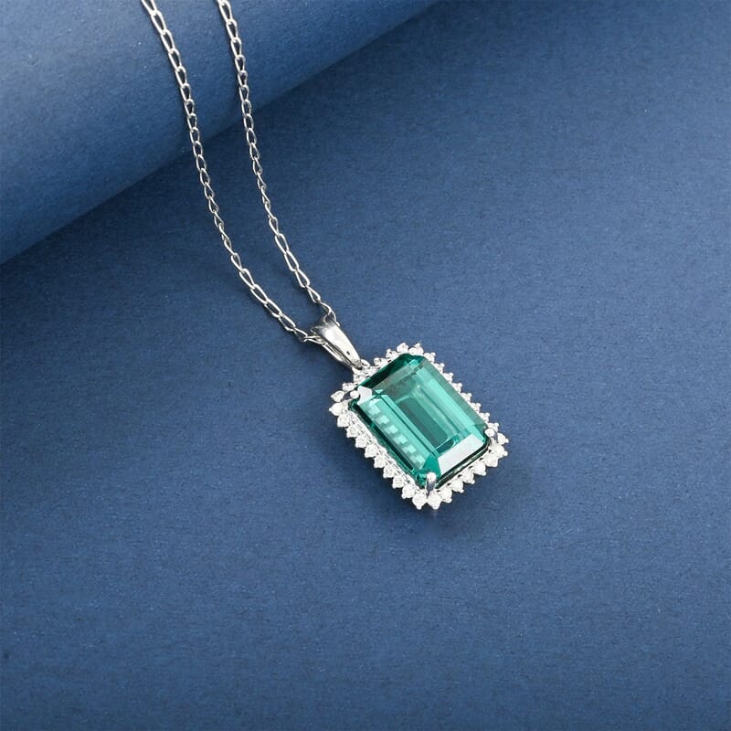 Certified & Appraised Rhapsody AAAA Pirineu Lagoon Tourmaline and E-F VS Diamond 8.15 ctw Pendant without Chain in 950 Platinum